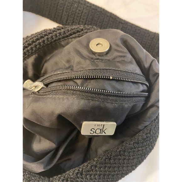 The SAK black crochet shoulder bag  snap 11.5x15" - Picture 7 of 7